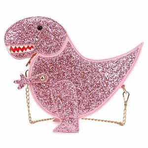 Novelty Handbags Fun Shape Purse Chain Strap Glittery Pink Dinosaur Crossbody :